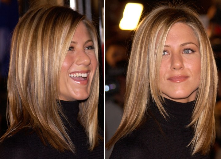 Jennifer Aniston hair and turtleneck