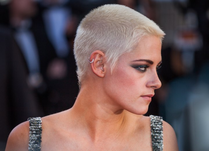 Kristen Stewart with very short bleached hair