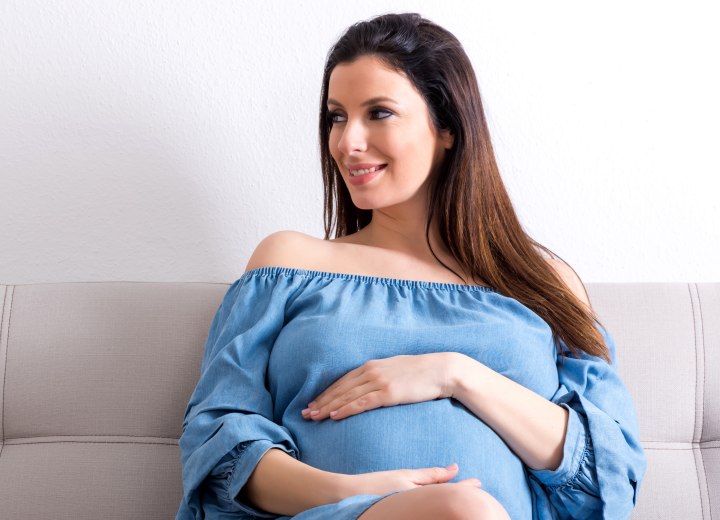 Pregnant woman with long hair