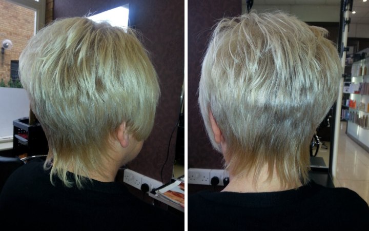 Back view of short hair with reverse graduation