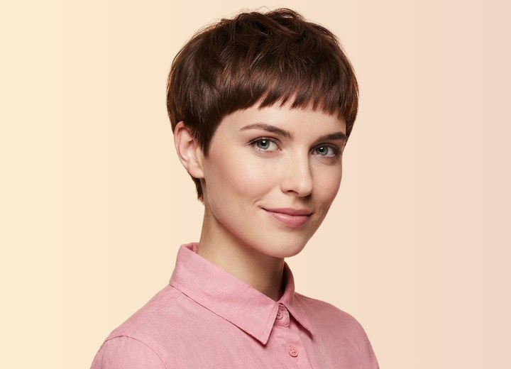 Young woman with trendy short hair