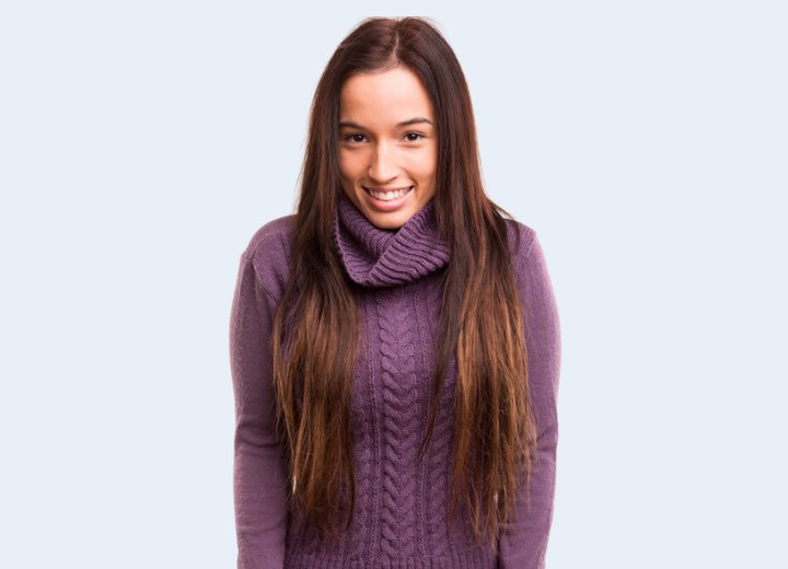 Girl with very long brown hair