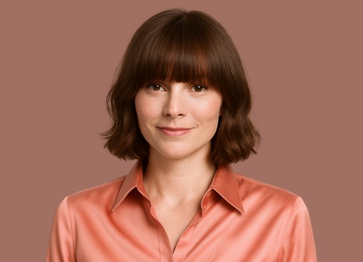 Rejuvenating wavy bob with long bangs