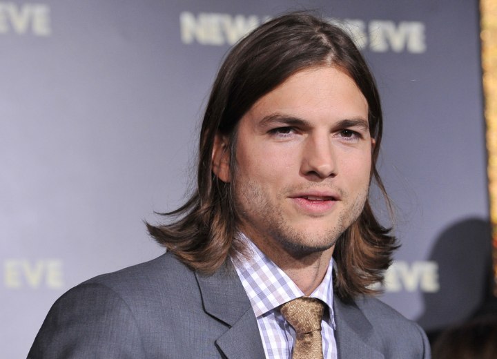 Ashton Kutcher with long hair