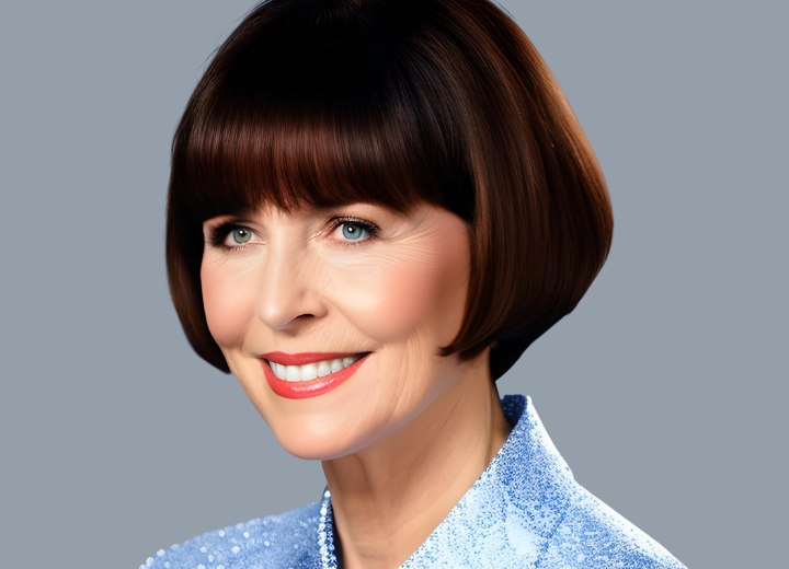 Hairstyle with bangs for older women