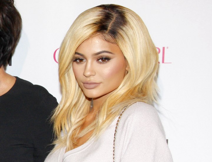 Kylie Jenner with bleached blonde hair