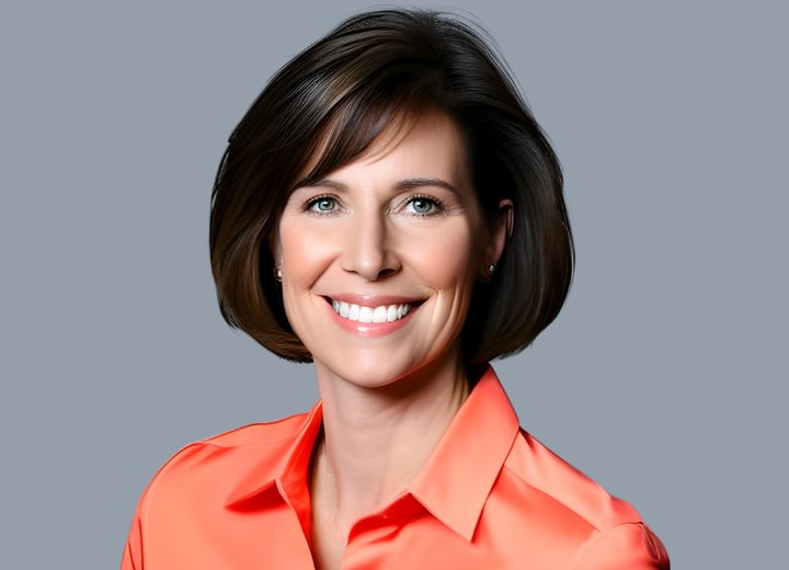 Collar-length bob haircut for older women