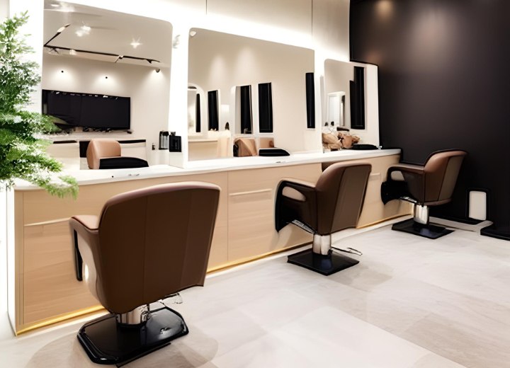 Brown and beige hair salon interior