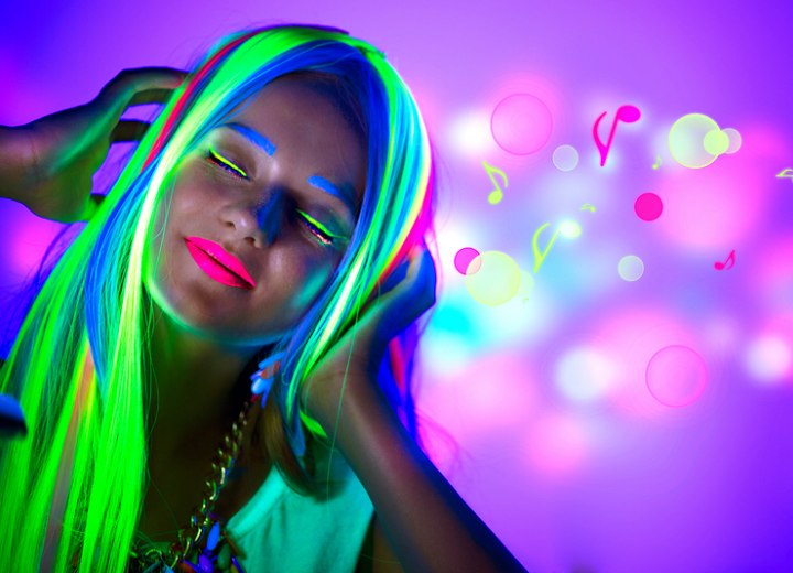 Girl with fluorescent hair