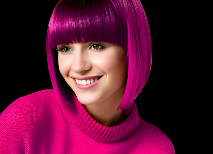 Fuchsia color neon hair that glows in the dark