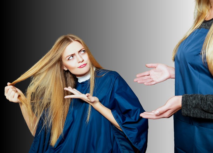 Complaining hair salon customer