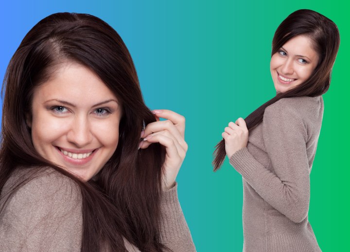 Girl with very long brown hair