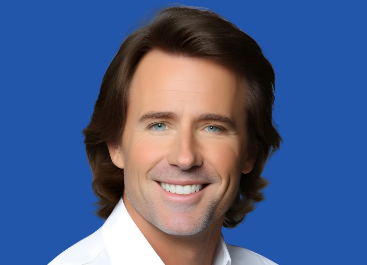 Man who is wearing the part in his hair on the right