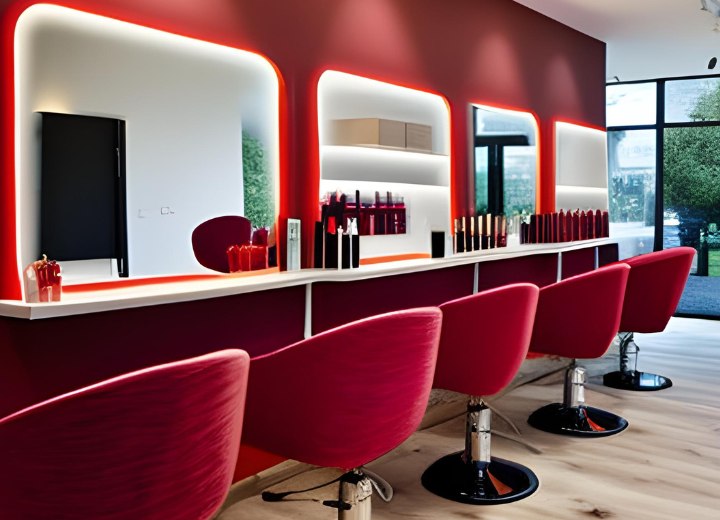 Red hair salon interior