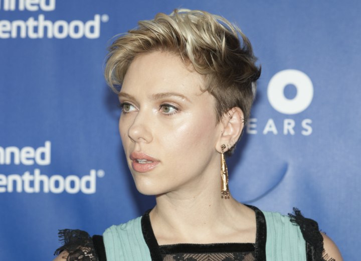 Scarlett Johansson with shaved hair