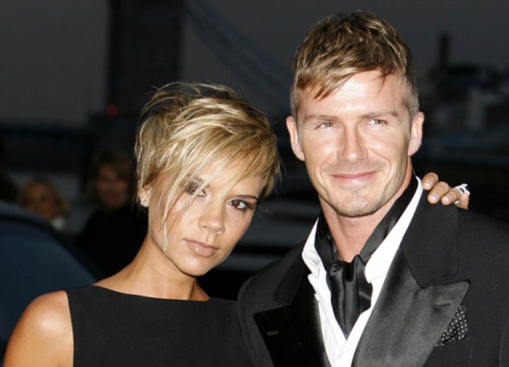 Victoria and David Beckham with matching short haircuts