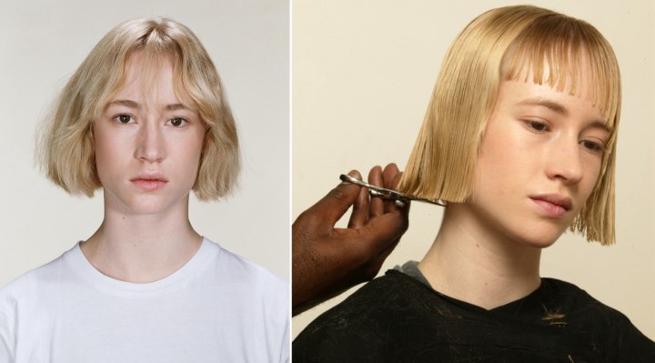 Cutting hair into a bob