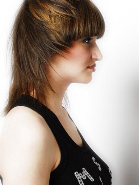 Hairstyle with length and layers covering the neck