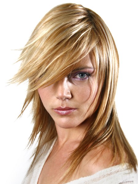 Long razor cut hairstyle