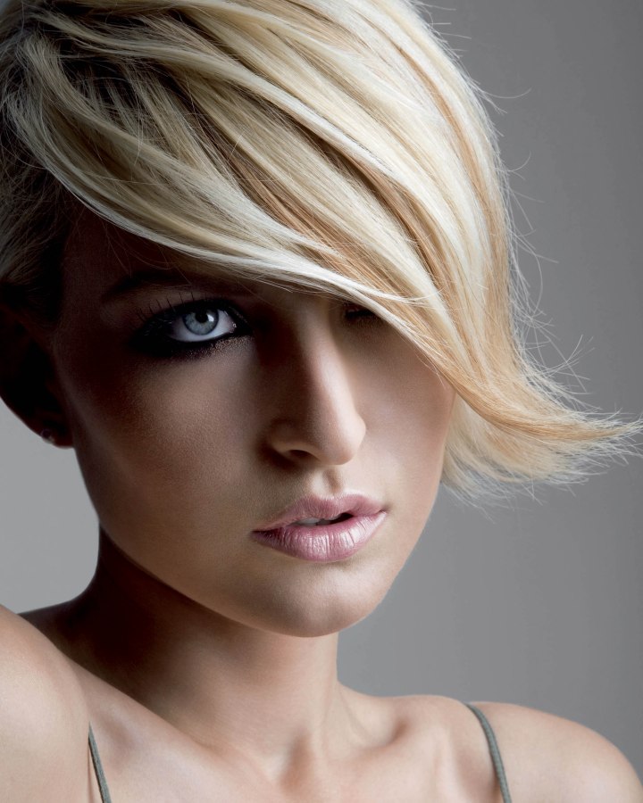 Effortless looking chin length bob with a sweeping fringe