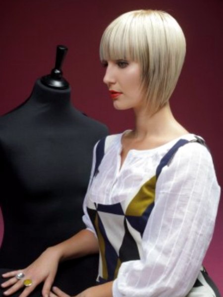Side view of a retro bob with an A-line shape