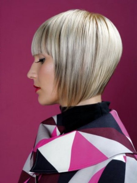 Side view of a bob with a short back and a longer front