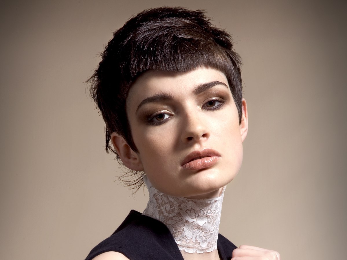 Hip and funky short hairstyle with smooth layering