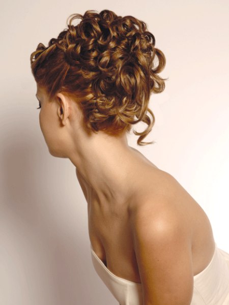 Wedding up-style with a crown of smooth curls