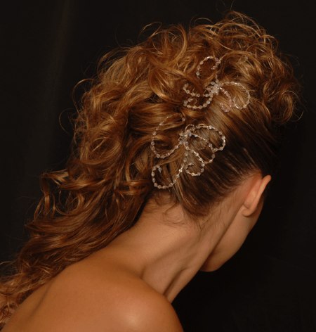 Partial bridal up-style with curls