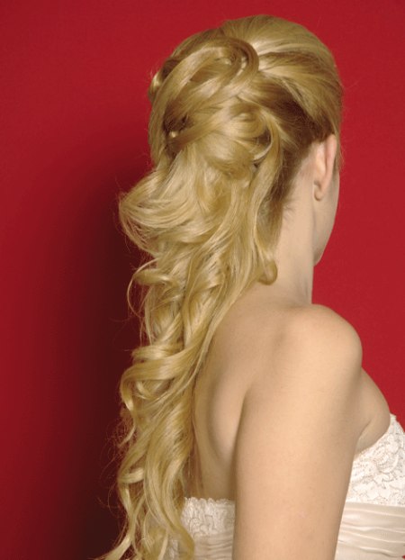 Wedding hairstyle with long woven hair