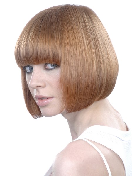 Side view of a chin length bob with longer frontal side sections