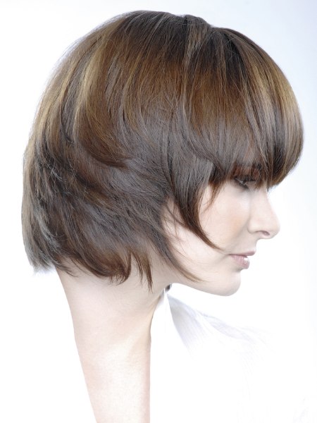 Straight short hairstyle with volume at the back