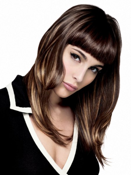 Dark hair with platinum blonde highlights