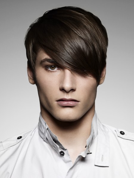 Hairstyle with long bangs for men
