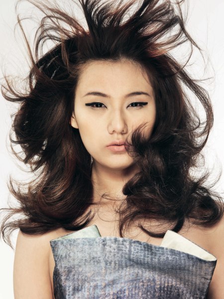 Long Asian hairstyle with movement