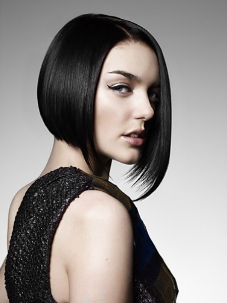 Stylish bob haircut with a short neck