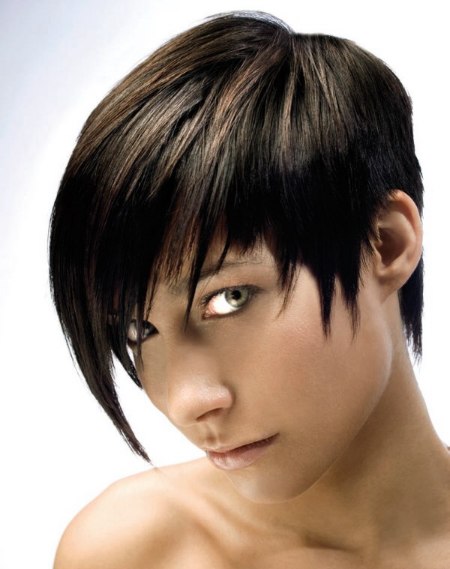 Androgynous short woman's haircut