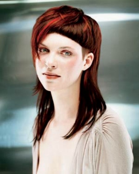 Long hairstyle with a disconnected fringe