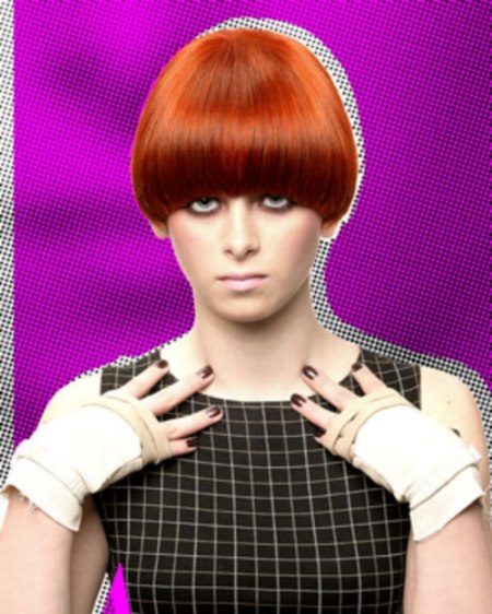 1960s mod haircut for red hair that is undercut