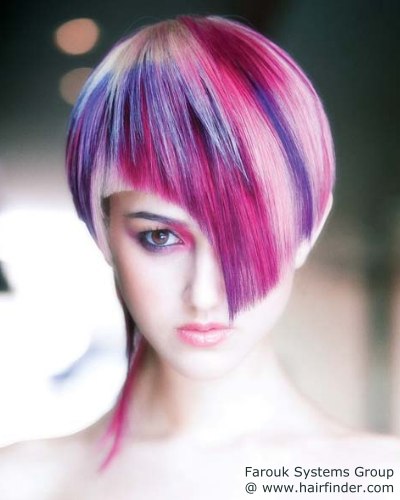 Hair with special color effects  Fuchsia and grape