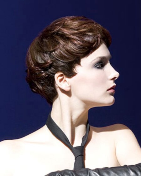 Short dark brown hair with a square nape