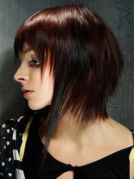 Concave shape hairstyle with a long front and shorter back