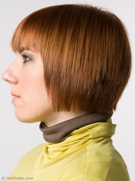 Side view of a lip length bob haircut