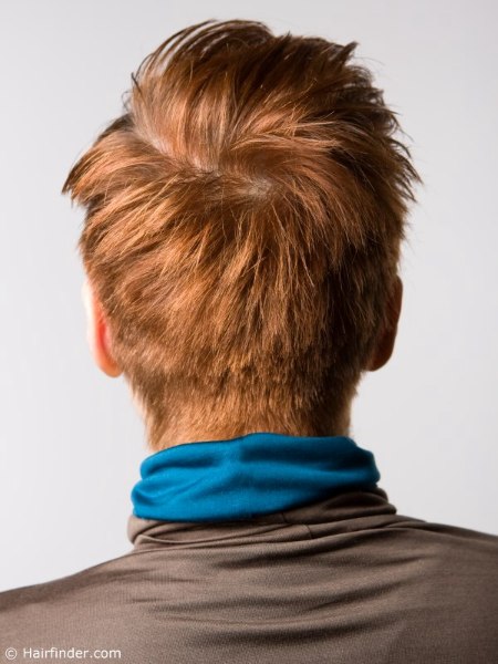 Back view of a pixie cut with deeply textured layers