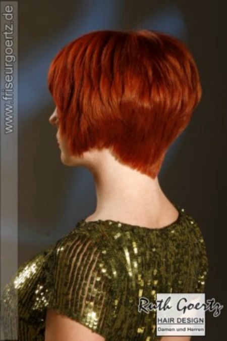 Awesome short hairstyle V-shape in the nape