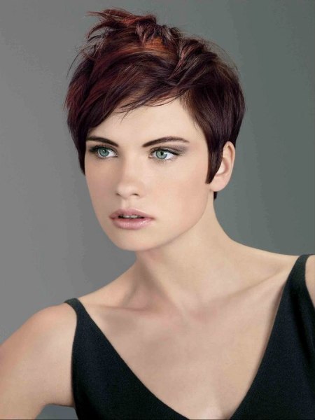 Brunette pixie with highlights
