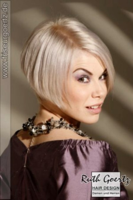 Short bob haircut with the nape clipped up close