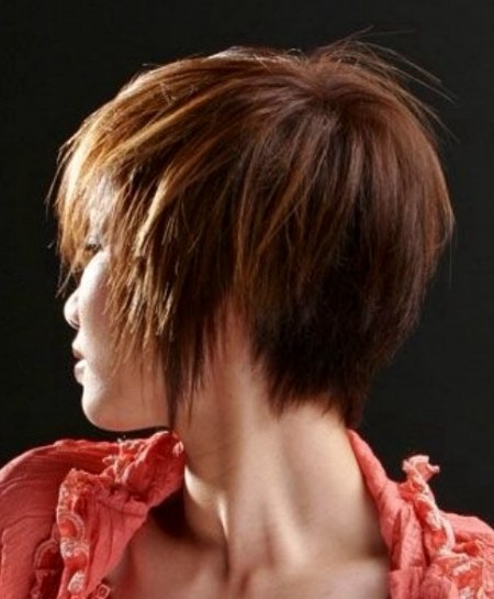 Short Asian hairstyle with a clipped up back