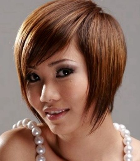 Short Asian hair that skims along the jaw