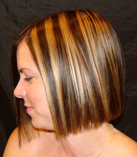 Blunt angled haircut